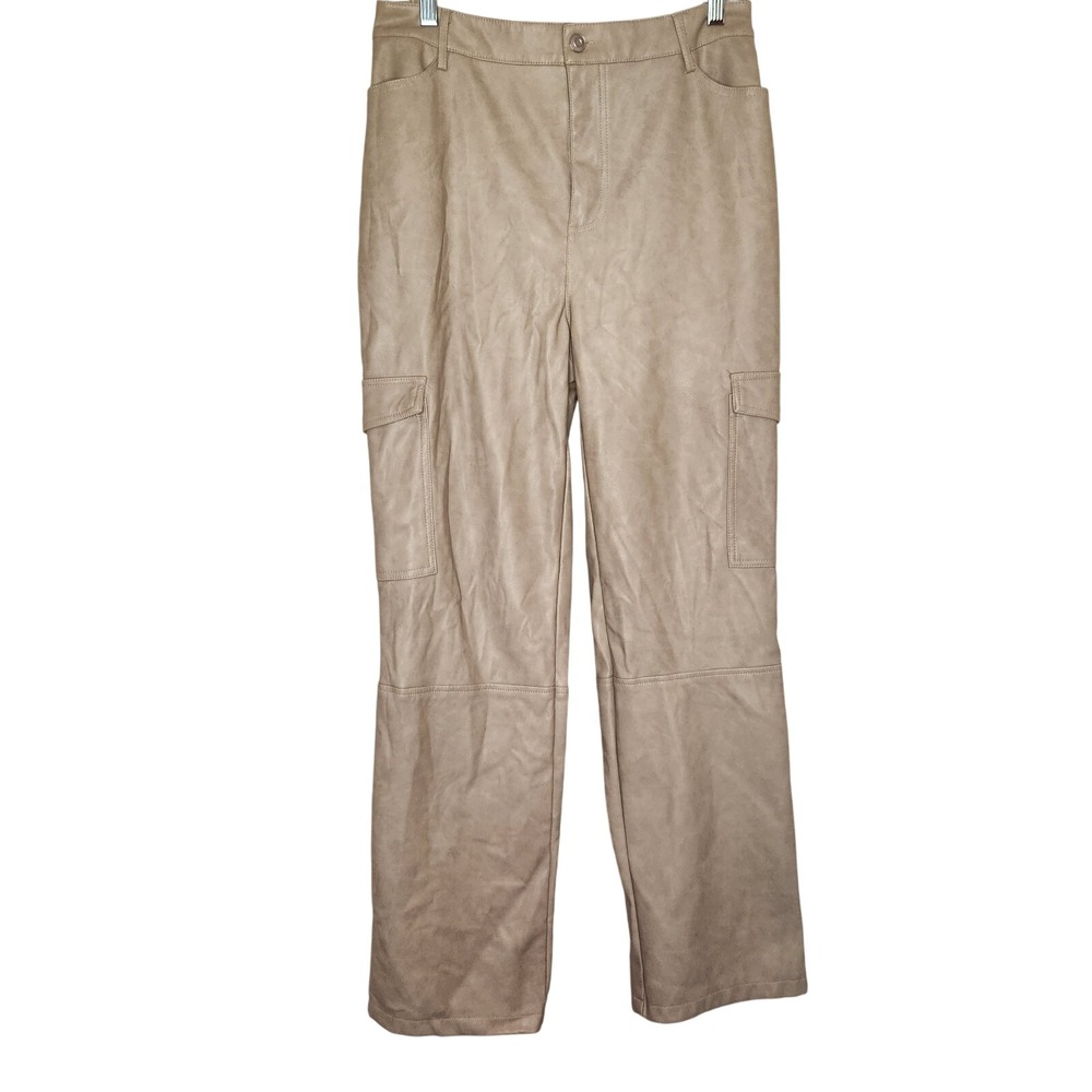 BAGATELLE‎ Vegan Leather Pants Womens Medium Straight High Rise Cargo NEW